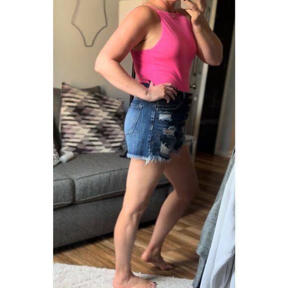 Show Me Your MuMu High Neck Pink Ribbed Body Suit Size M - Picture 2 of 7